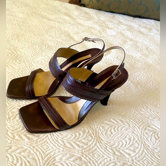 Via Spiga Dark Brown Leather High Heel Sandal, made in Italy. Size 9. - Picture 2 of 11
